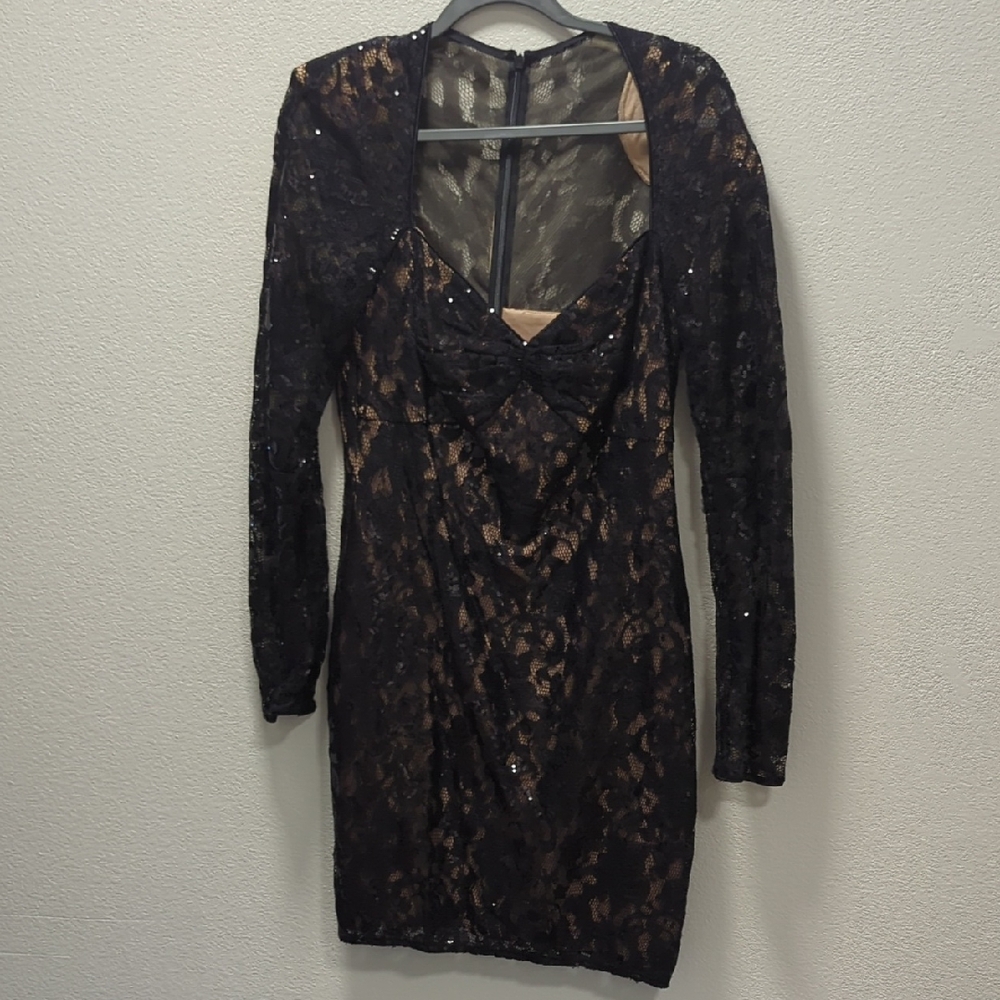 SHO Elegant Black Lace Dress